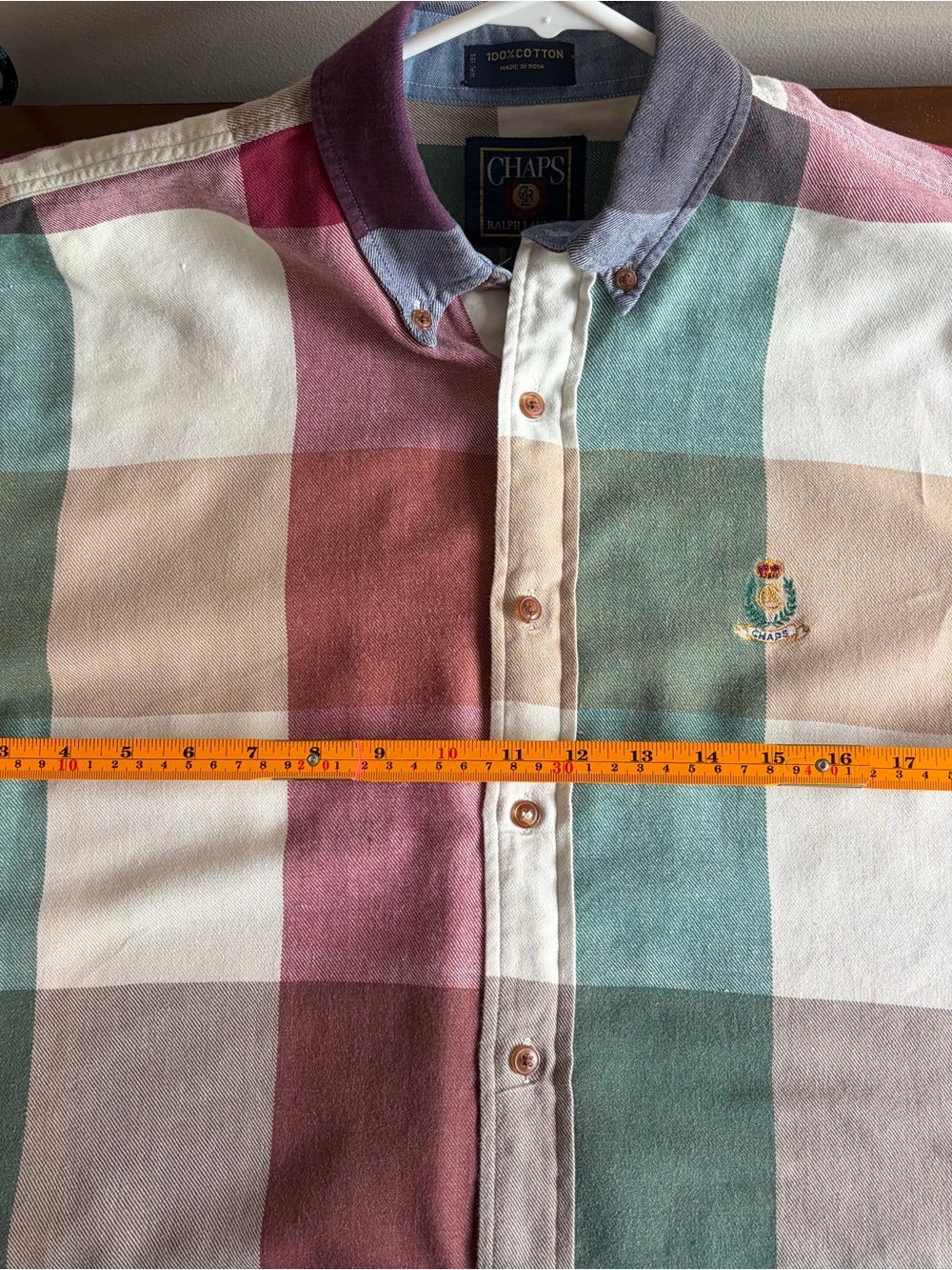 Ralph Lauren Chaps Multicolor Plaid Short-Sleeve Button-Down Shirt M Vintage 90s - Picture 7 of 8